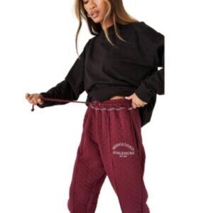 NWT Jordan Lipscombe x Missguided Burgundy Quilted Oversized 90s Joggers